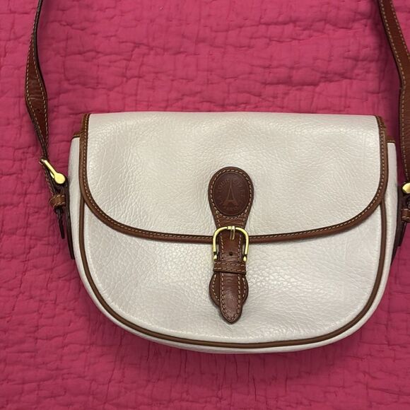 La Tour Eiffel Elegant white  and Brown genuine leather Shoulder Bag - Picture 2 of 11